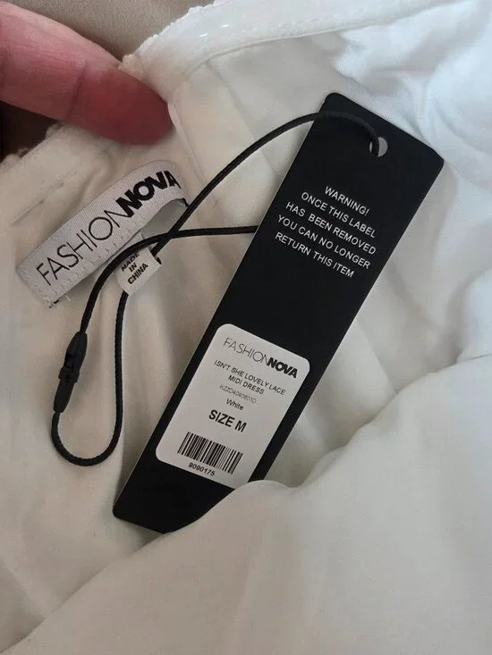 Fashion Nova Isn't She lovely White Strapless Lace Midi Dress Size Medium - Picture 3 of 15